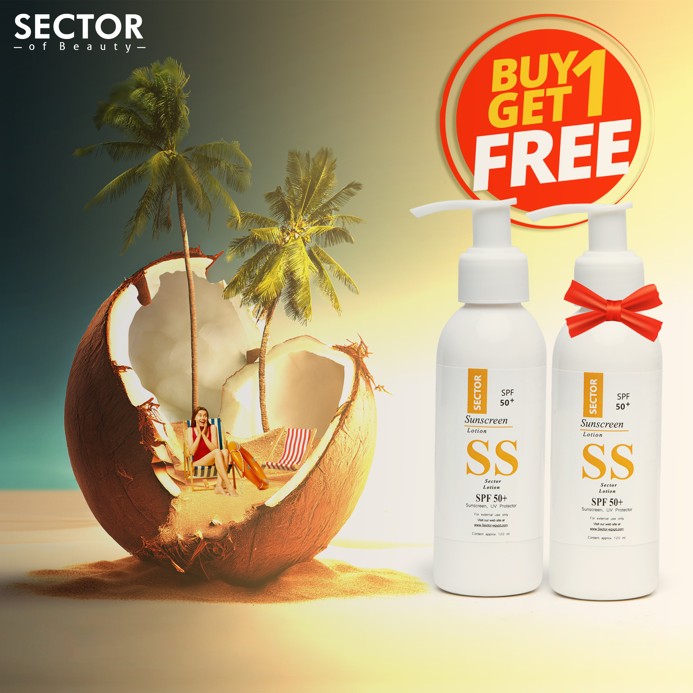 Sector Sunscreen lotion spf +50  ( 1+1 ) offer